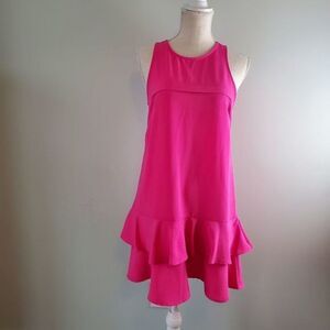 PINS AND NEEDLES WOMEN'S SHIFT RUFFLED BOTTOM PINK DRESS SIZE SMALL